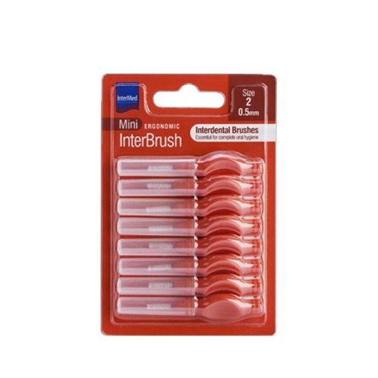 INTERMED INTERMED Mini Ergonomic Μεσοδόντια Βουρτσάκια Με Λαβή 0,5mm Κόκκινο 8 Τεμάχια