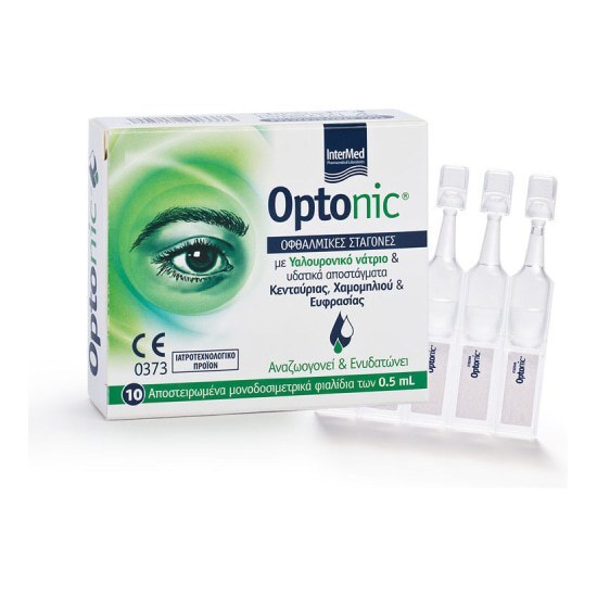 INTERMED INTERMED Optonic Οφθαλμικές Σταγόνες για Ενυδάτωση, Λίπανση, Επούλωση & Ανακούφιση των Οφθαλμών Υαλουρονικό Οξύ 0.5 x 10 Aμπούλες