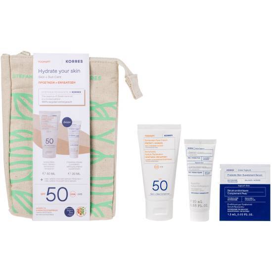 KORRES KORRES Yoghurt Hydrate Your Skin Sunscreen Face Cream SPF50 50ml & Foaming Cream Cleanser 20ml & Greek Yoghurt Serum 1.5ml