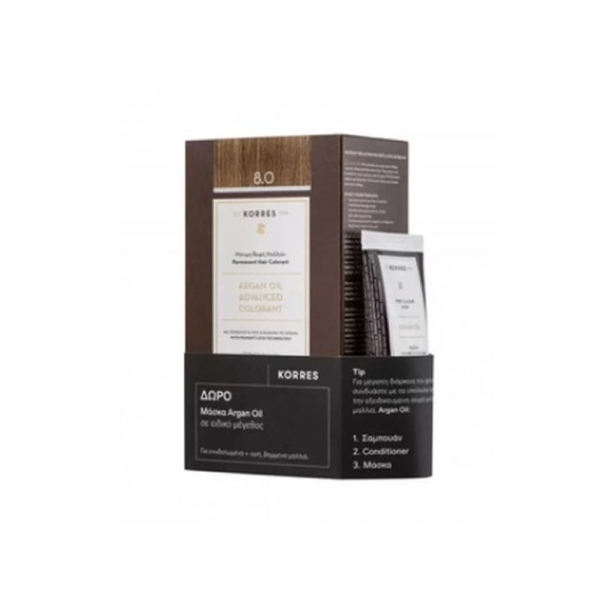 KORRES KORRES Argan Oil Advanced Colorant 8.0 Ξανθό Ανοιχτό 50ml & Μάσκα Argan Oil 40ml