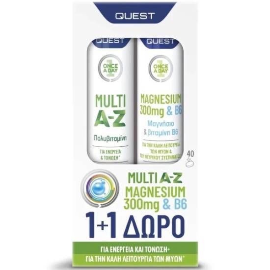 QUEST QUEST Multi A-Z 20 Aναβράζοντα Δισκία & Magnesium 300mg & Β6 20 Αναβράζοντα Δισκία