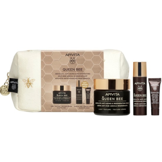 APIVITA APIVITA Queen Bee Absolute Anti Aging & Regenerating Cream Κρέμα Αντιγήρανσης Ελαφριάς Υφής 50ml & Anti-Aging Serum Ορός Αντιγήρανσης 10ml & Anti-Aging Eye Cream Κρέμα Ματιών Αντιγήρανσης 2ml