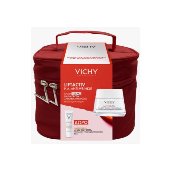 VICHY VICHY Liftactiv H.A Anti-Wrinkle Firming Cream Αντιρυτιδική Κρέμα 50ml & Capital Soleil UV-Age Daily SPF 50+ Αντηλιακή Προστασία Προσώπου 15ml & Νεσεσέρ