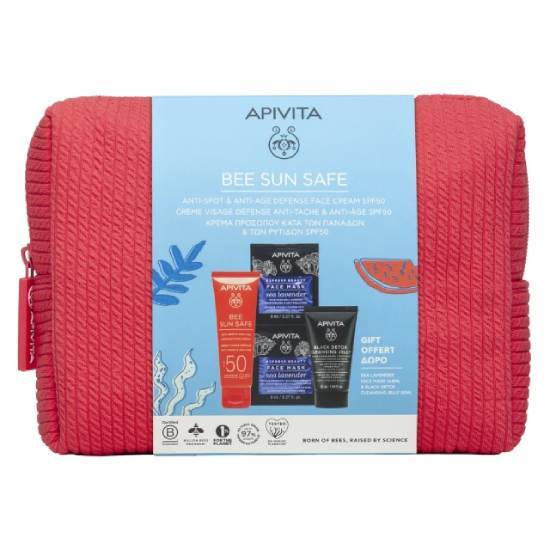 APIVITA APIVITA Bee Sun Safe Anti Spot & Anti Age Defense Face Cream SPF50+ 50ml + Black Cleansing Gel 50ml + Face Mask Θαλάσσια Λεβάντα 2x8ml
