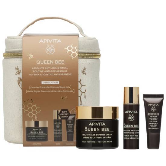 APIVITA APIVITA Queen Bee Ρουτίνα Απόλυτης Αντιγήρανσης Με Αντιγηραντική Κρέμα Ελαφριάς Υφής 50ml & Queen Bee Serum Αντιγηραντικός Ορός Προσώπου 10ml & Κρέμα Ματιών,5ml