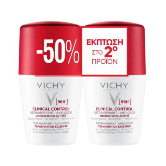 VICHY VICHY Clinical Control Αποσμητικό 96h Σε Roll-On 2x50ml