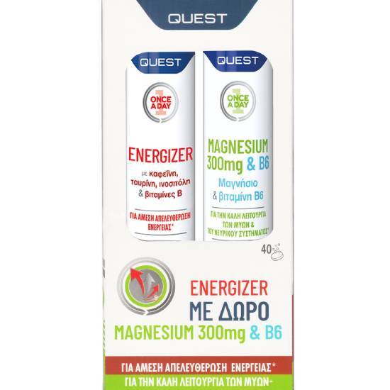 QUEST QUEST Once A Day Energizer 20 Αναβράζουσες Ταμπλέτες & Quest Once A Day Magnesium 300mg & B6 20 Αναβράζουσες Ταμπλέτες