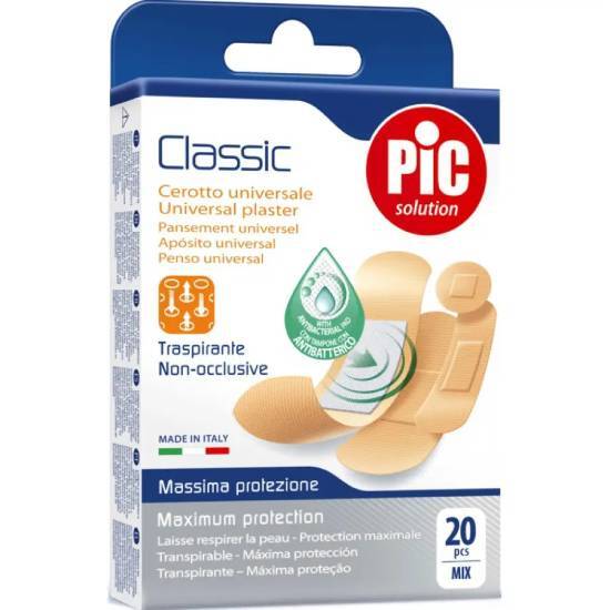 PIC PIC Solution Classic Αυτοκόλλητο Τσιρότο Διάφορα Μεγέθη Mix 20 Τεμάχια