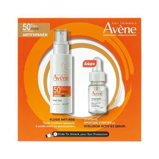 AVENE AVENE Eau Thermale Anti-Age Fluid Αντιηλιακό Προσώπου SPF50 40ml & Avene Hyaluron Activ B3 Ορός Προσώπου 10ml