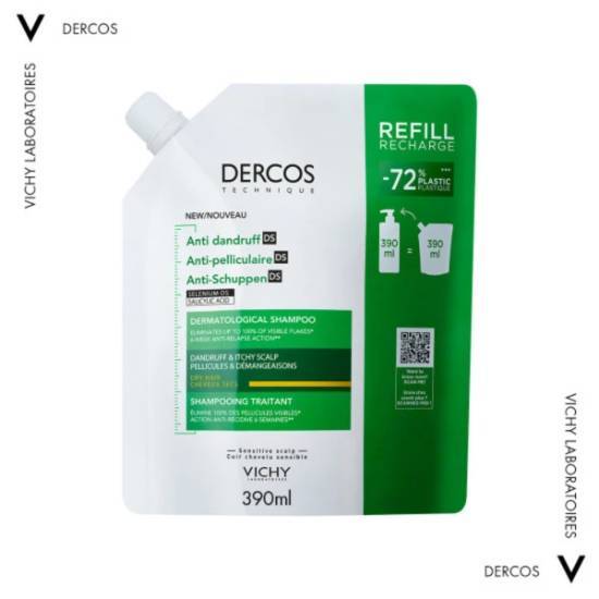 VICHY VICHY Dercos Anti Dandruff Σαμπουάν Για Ξηρά Μαλλιά Refill 390ml