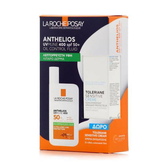 LA ROCHE-POSAY LA ROCHE POSAY Anthelios UVMUNE 400 Fluid SPF50+ Aντηλιακό Προσώπου για Λιπαρό Δέρμα 50ml & Δώρο Toleriane Sensitive Creme 15ml
