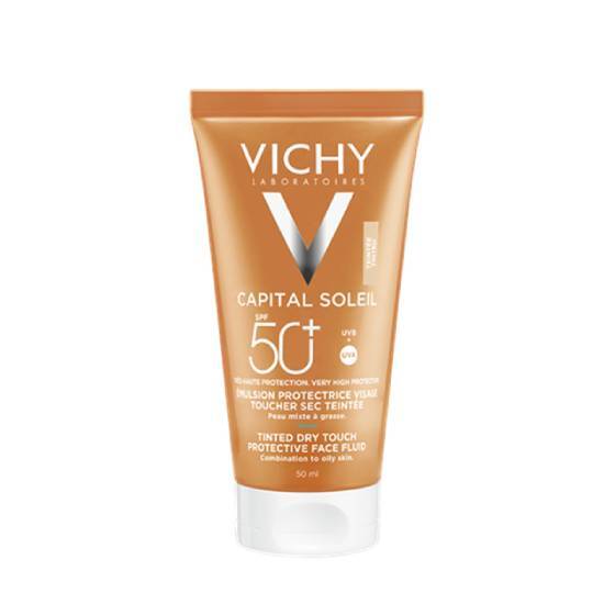 VICHY VICHY Capital Soleil Λεπτόρρευστη Αντηλιακή προστασία προσώπου με Χρώμα για ματ αποτέλεσμα SPF50+ 50ml