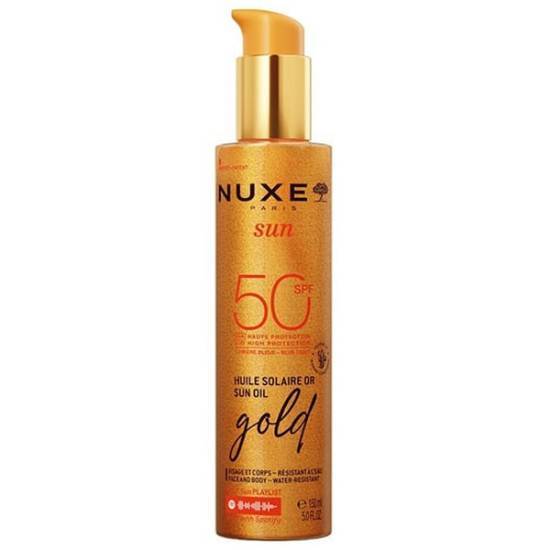 NUXE NUXE Sun Oil Gold High Protection Αδιάβροχο Αντηλιακό Λάδι Προσώπου & Σώματος SPF50 150ml