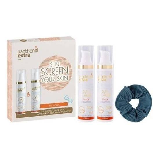 PANTHENOL MEDISEI Panthenol Extra Sunscreen Your Skin Αντηλιακό Προσώπου SPF30 Με Χρώμα 2x50ml & Scrunchie 1 Τεμάχιο