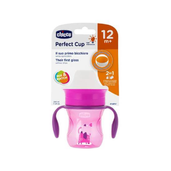 CHICCO CHICCO Perfect Cup Παιδικό Ποτηράκι Πλαστικό Ροζ 12m+ 200ml