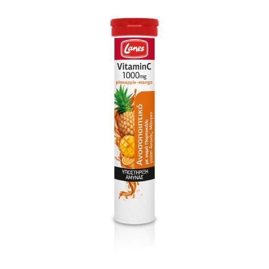 LANES LANES Vitamin C 1000mg Pineapple Mango 20 Αναβράζοντα Δισκία