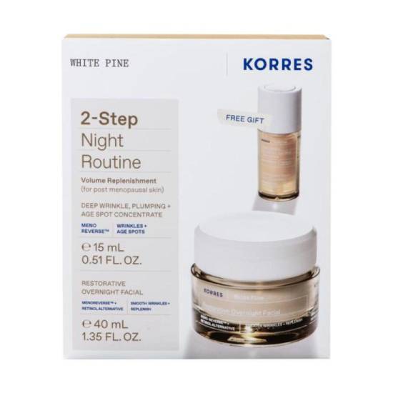 KORRES KORRES White Pine 2-Step Night Routine Κρέμα Νυκτός Για Αναπλήρωση Όγκου 40ml & White Pine Serum 15ml