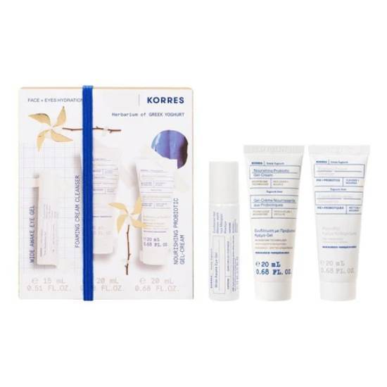 KORRES KORRES Wide Awake Eye Gel Ματιών 15ml & Αφρώδης Κρέμα Καθαρισμού 20ml & Nourishing Probiotic Gel-Cream 20ml