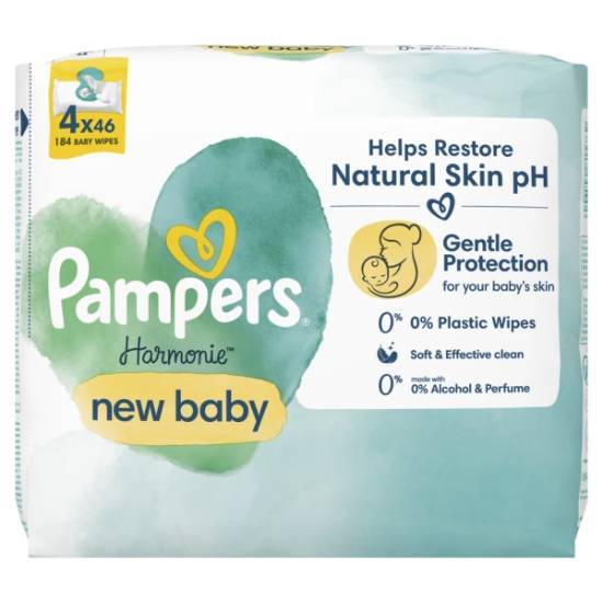PAMPERS PAMPERS Harmonie Wipes New Baby Μωρομάντηλα 4x46 Τεμάχια