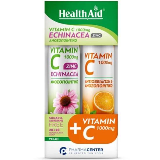 HEALTH AID HEALTH AID Vitamin C 1000mg Echinacea Zinc& Vitamin C 1000mg 2x20 Αναβράζοντα Δισκία