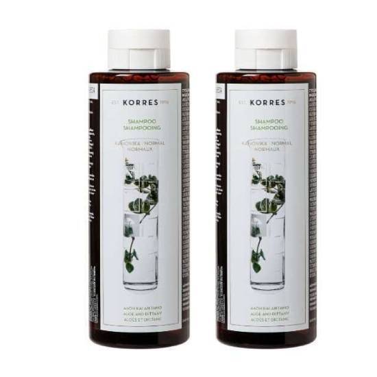 KORRES KORRES Σαμπουάν Για Κανονικά Μαλλιά Με Αλόη & Δίκταμο 2x250ml