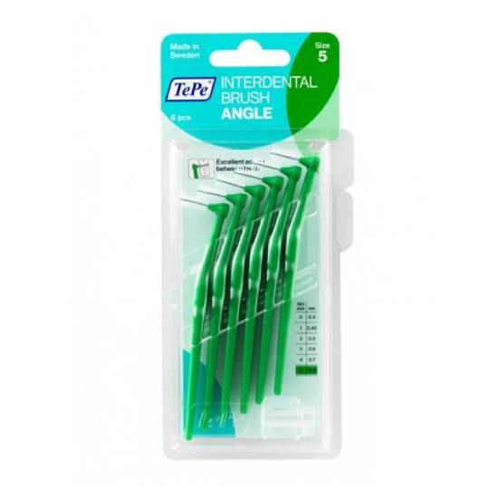 TEPE TE PE International Brush Angle No.5 Μεσοδόντια Βουρτσάκια 0.8mm Πράσινο 6 Τεμάχια