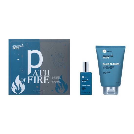 PANTHENOL MEDISEI Panthenol Extra Men Path Of Fire Men Blue Flames 3in1 Cleanser Ανδρικό Σαμπουάν - Αφρόλουτρο 200ml & Blue Flames Eau De Toilette 50ml