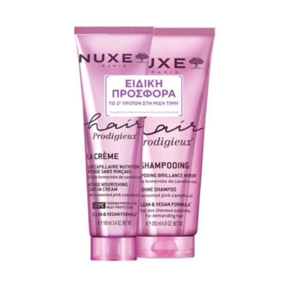 NUXE NUXE Hair Prodigieux Intense Nourishing Leave-In Κρέμα Μαλλιών για Αναδόμηση & Θρέψη 100ml & High Shine Σαμπουάν Λάμψης 200ml