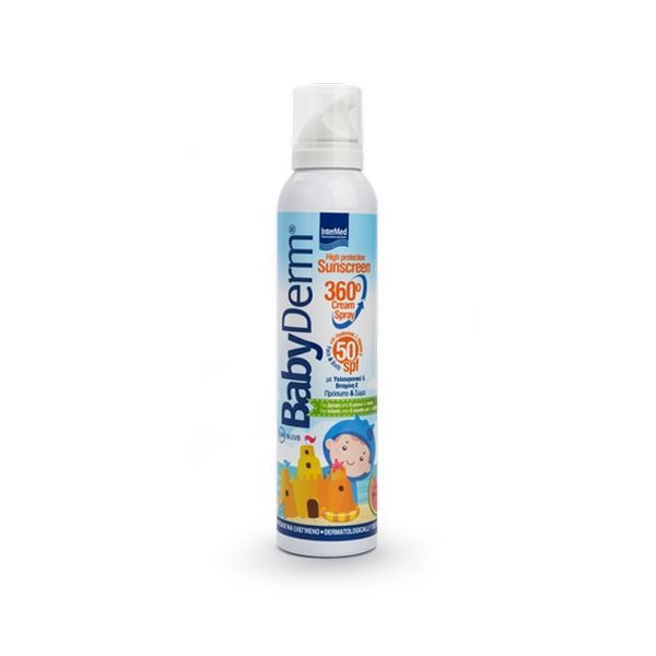 Intermed BabyDerm Sunscreen 360° Cream Spray 50SPF 200ml – Αντηλιακή Κρέμα Για Παιδία Πρόσωπο & Σώμα