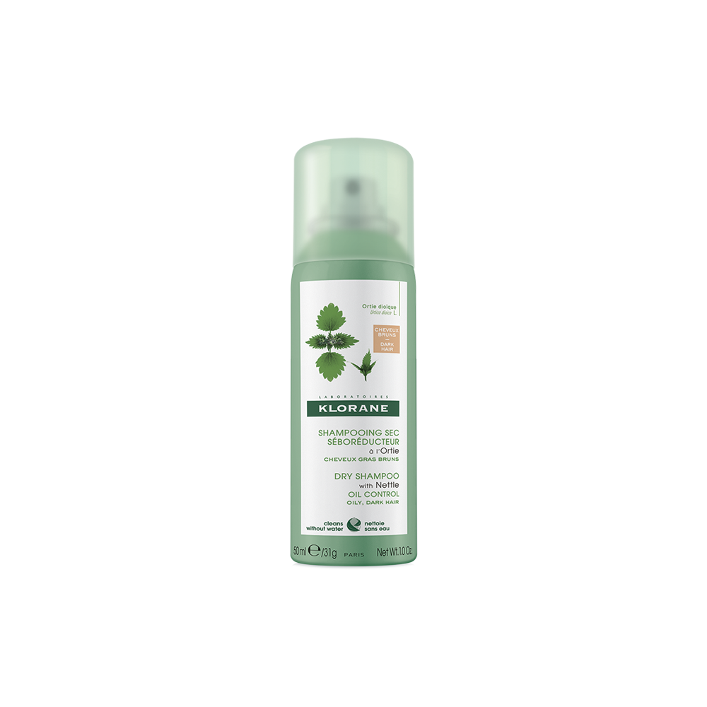 KLORANE Dry Shampoo with Nettle Oil Control Ξηρό Σαμπουάν με Τσουκνίδα για Καστανά-Σκούρα Λιπαρά Μαλλιά 50ml