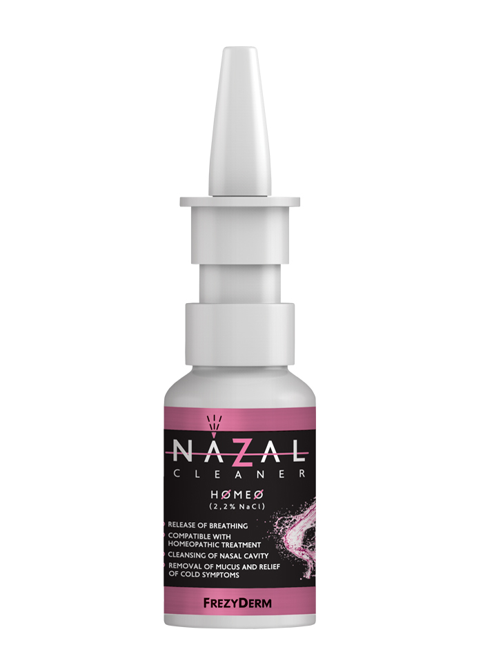 FREZYDERM FREZYDERM Nazal Cleaner Homeo για Ανακούφιση από το Κρυολόγημα Συμβατό με Ομοιοπαθητική Υπέρτονο αλατούχο διάλυμα 2,2% NaCl 30ml