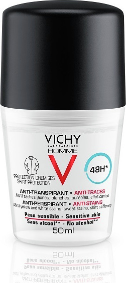Vichy Homme Anti-Perspirant 48h Sensitive Skin Roll-On 50ml - Αποσμητικό Κατά Της Εφίδρωσης Για Ευαίσθητες Επιδερμίδες