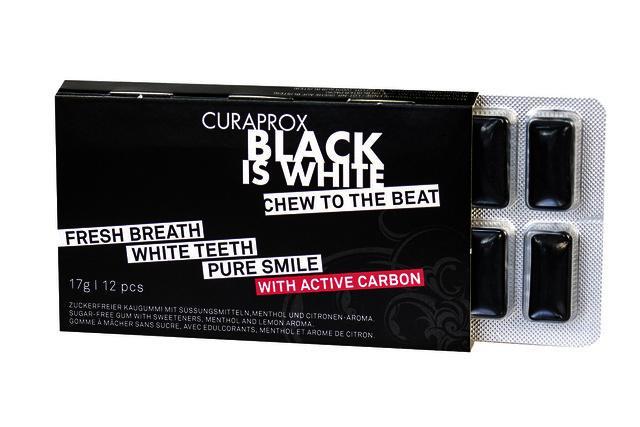 Curaprox Black Is White - Τσίχλα Με Ενεργό Άνθρακα 12τμχ