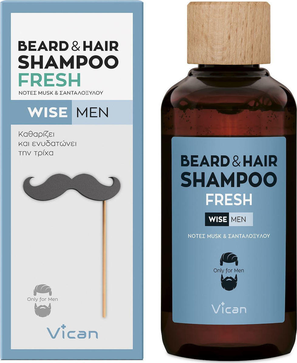 Vican Wise Men Beard και Hair Shampoo Fresh 200ml - Σαμπουάν Για Τα Mαλλιά και Τη Γενειάδα