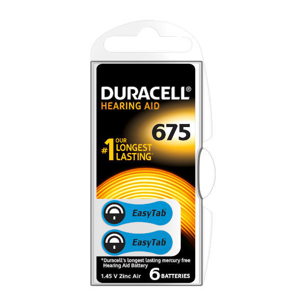 Duracell Hearing Aid Easy Tab 675 B6 - Μπαταρίες (6 Τεμάχια)