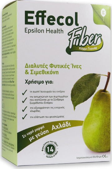 Epsilon Health Effecol Fiber 14 Φακελάκια - Διαλύτες Φυτικές Ινες και Σιμεθικόνη Με Γεύση Αχλάδι