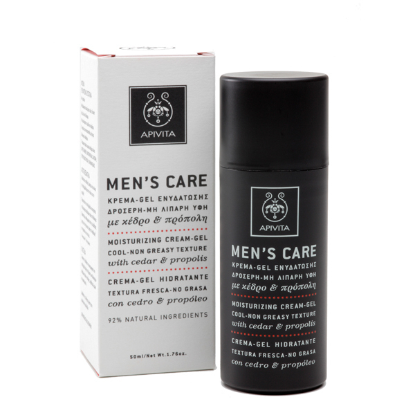 Apivita Mens Care Moisturizing Cream Gel 50ml - Κρέμα Gel Ενυδάτωσης Με Δροσερή - Μη Λιπαρή Υφή Με Κέδρος και Πρόπολη