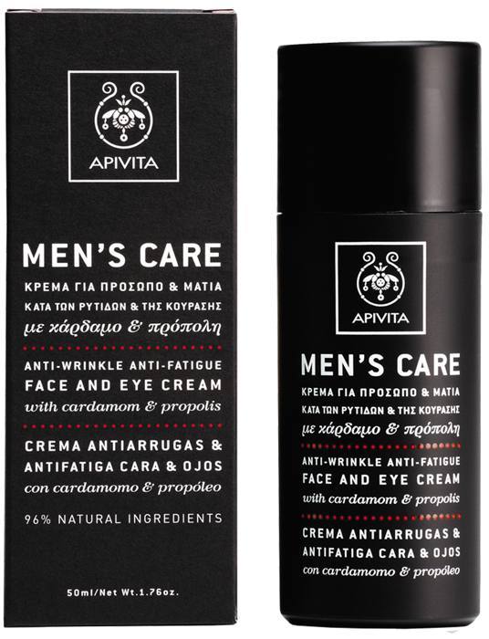 Apivita Mens Care Face και Eye Cream 50ml - Κρέμα Για Πρόσωπο και Μάτια Κατά Των Ρυτίδων και Της Κούρασης Με Κάρδαμο και Πρόπολη