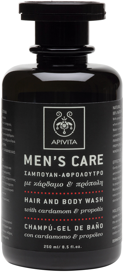 Apivita Mens Care Hair και Body Wash 250ml - Σαμπουάν και Αφρολόυτρο Με Κάρδαμο και Πρόπολη