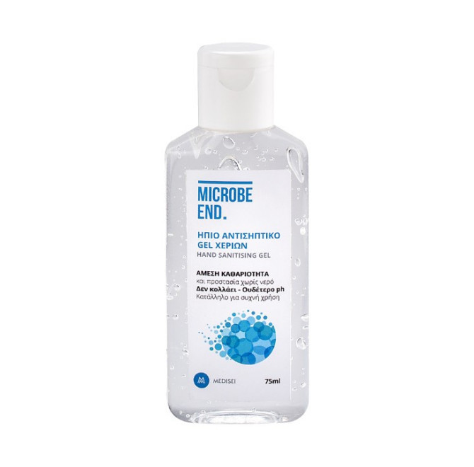 Medisei Microbe End Hand Gel 75ml - Καθαριστικό Gel Χεριών Mε Ήπια Αντισηπτική Δράση