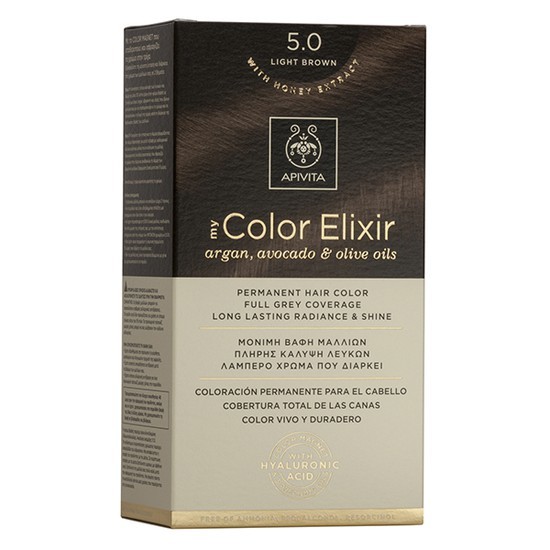 Apivita My Color Elixir Argan Avocado και Olive Oils 5.0 - Μόνιμη Βαφή Μαλλιών Καστανό Ανοιχτό