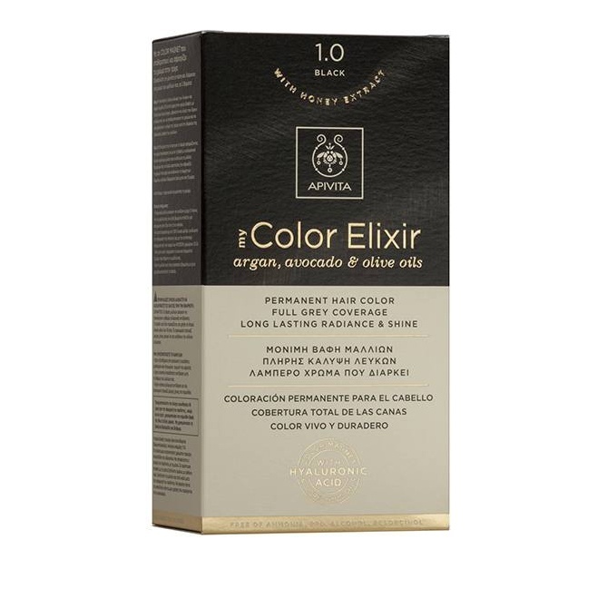 Apivita My Color Elixir Argan Avocado και Olive Oils 1.0 - Μόνιμη Βαφή Μαλλιών Μαύρο