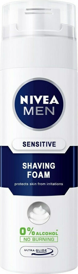 Nivea Men Sensitive Foam 200ml - Αφρός Ξυρίσματος 0% Οινόπνευμα