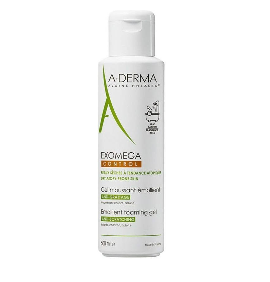 A-Derma Exomega Control Gel Moussant Emolient 500ml - Κρεμώδης Αφρός Καθαρισμού Για Ατοπικό και Πολύ Ξηρό Δέρμα