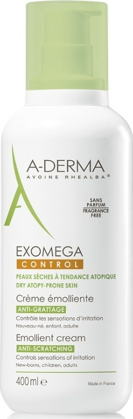 A-Derma Exomega Control Emollient Cream Anti-Scratching 400ml - Μαλακτική Κρέμα Για Ατοπικό και Πολύ Ξηρό Δέρμα