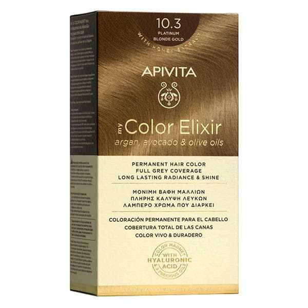 Apivita My Color Elixir Argan Avocado και Olive Oils 10.3 - Μόνιμη Βαφή Μαλλιών Κατάξανθο Χρυσό