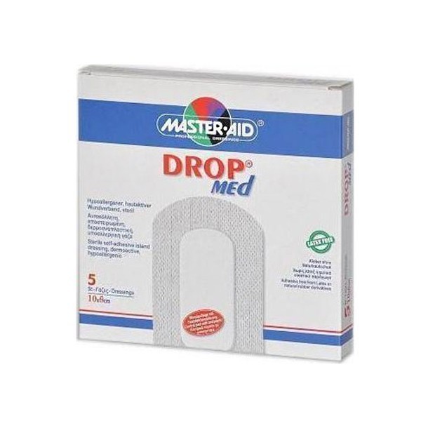Master Aid Drop Med 10x8cm 5τμχ - Αντικολλητικές Αυτοκόλλητες Γάζες