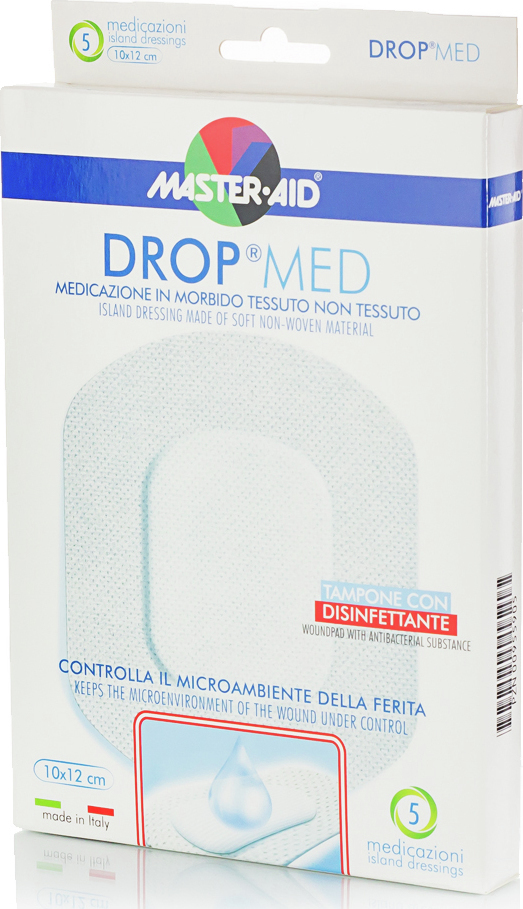 Master Aid Drop Med 10x12cm 5τμχ - Αντικολλητικές Αυτοκόλλητες Γάζες