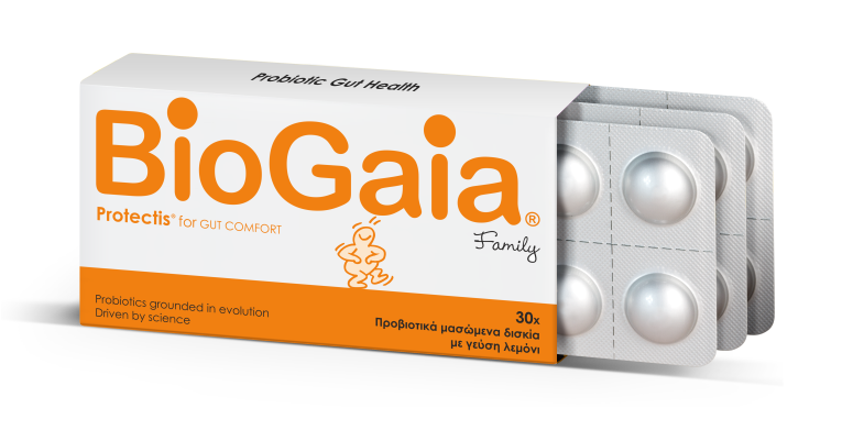 BioGaia Protectis Family 30 Μασώμενα Δισκία - Προβιοτικά Με Γευση Λεμόνι