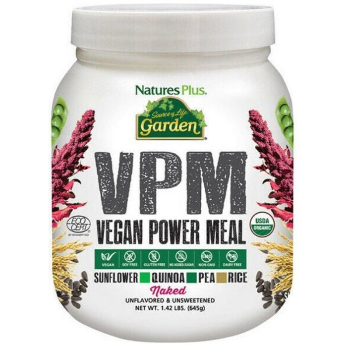 Natures Plus Source of Life VPM Vegan Power Meal 645gr - Σκεύασμα Βιολογικής Vegan Πρωτεΐνης Από Ηλίανθος. Αρακά. Κινόα και Ρύζι